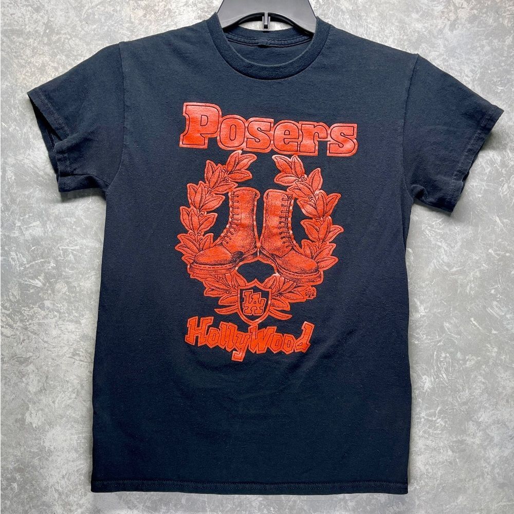 Posers Hollywood Black T-Shirt with Red Graphic